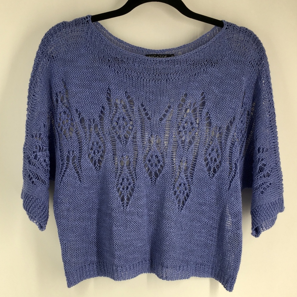 NIC+ZOE Purple Oversized Knit Blouse Size Medium